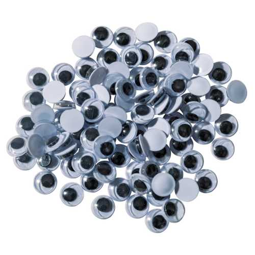 Black Wiggle Eyes, 7 mm, 100 Pieces
