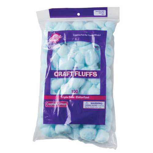 Triple-Size Craft Fluffs, Blue, 1 in, 100 Pieces