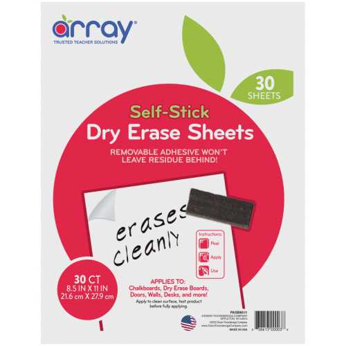 Dry Erase Sheets, Self-Adhesive, White, 8-1/2