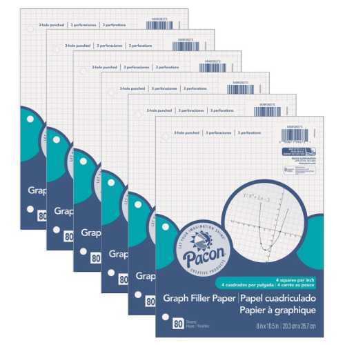 Graphing Paper, White, 3-Hole Punched, 1/4