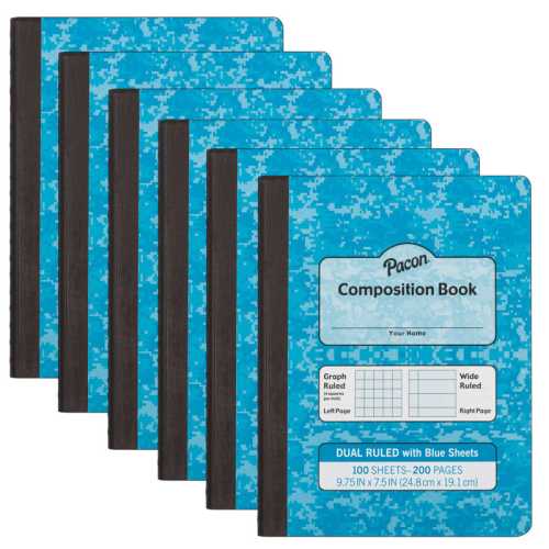 Dual Ruled Composition Book, Blue, 1/4