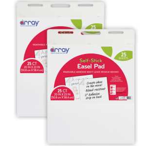 Easel Pad, Self-Adhesive, White, Self-Adhesive, 20" x 23", 25 Sheets, Pack of 2