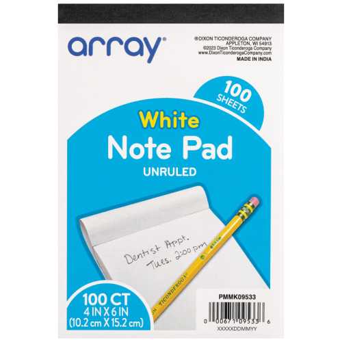 White Unruled Note Pad, 4