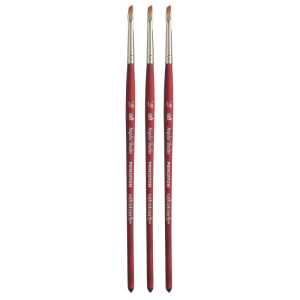 Velvetouch Angle Shader Brush, Synthetic Bristles, Short Handle Mixed Media Paintbrush, Scarlet, Size 1/8 inch, Pack of 3