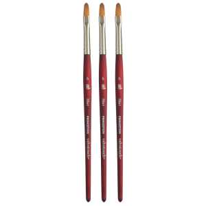 Velvetouch Filbert Brush, Synthetic Bristles, Short Handle Mixed Media Paintbrush, Scarlet, Size 6, Pack of 3