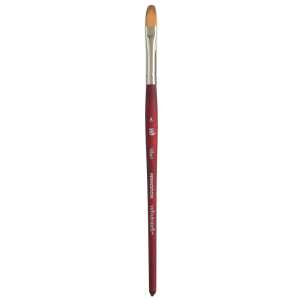 Velvetouch Filbert Brush, Synthetic Bristles, Short Handle Mixed Media Paintbrush, Scarlet, Size 8, 1 Count