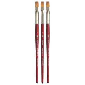 Velvetouch Flat Shader Brush, Synthetic Bristles, Short Handle Mixed Media Paintbrush, Scarlet, Size 8, Pack of 3