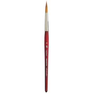 Velvetouch Long Round Brush, Synthetic Bristles, Short Handle Mixed Media Paintbrush, Scarlet, Size 10, 1 Count