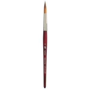Velvetouch Long Round Brush, Synthetic Bristles, Short Handle Mixed Media Paintbrush, Scarlet, Size 12, 1 Count