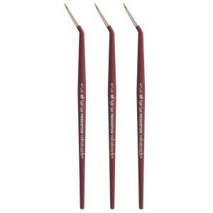Velvetouch Minitightspt Brush, Synthetic Bristles, Short Handle Mixed Media Paintbrush, Scarlet, Size 3/0, Pack of 3