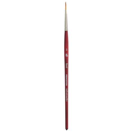 Velvetouch Round Brush, Synthetic Bristles, Short Handle Mixed Media Paintbrush, Scarlet, Size 2, 1 Count