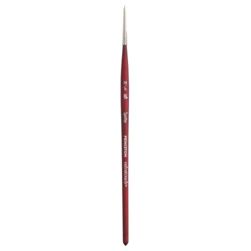 Velvetouch Spotter Brush, Synthetic Bristles, Short Handle Mixed Media Paintbrush, Scarlet, Size 18/0, 1 Count