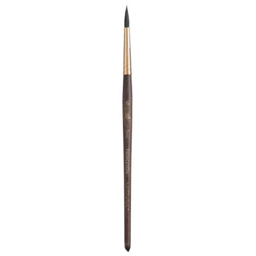 Neptune Round Brush, Synthetic Bristles, Short Handle Watercolor Paintbrush, Dark Wood, Size 6, 1 Count