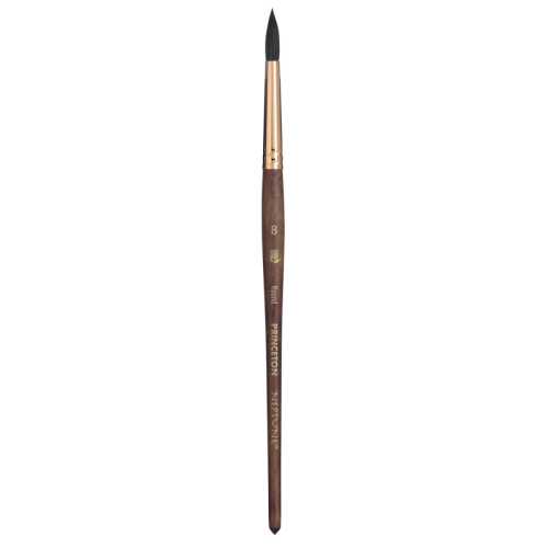 Neptune Round Brush, Synthetic Bristles, Short Handle Watercolor Paintbrush, Dark Wood, Size 8, 1 Count