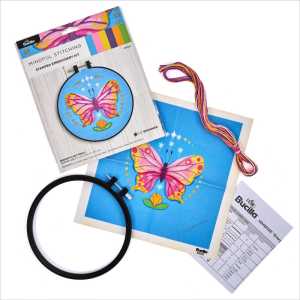 Energetic Butterfly Stamped Embroidery Kit, 6 Inch