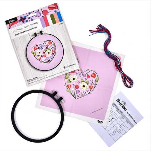 Peaceful Floral Stamped Embroidery Kit, 6 Inch