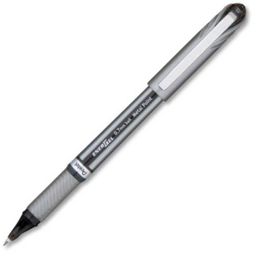 EnerGel NV Liquid Gel Pen, (0.7mm) Metal Tip, Medium Line Capped, Black Ink, 1DZ