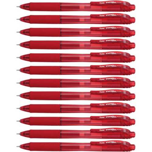 EnerGel-X&trade; Retractable Liquid Gel Pen, Red, 0.5mm, Pack of 12