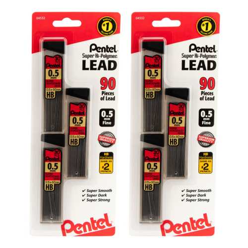 Lead Refill 0.5mm HB 3 Tubes, 2 Pack