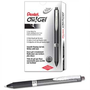 OH! Gel Retractable Gel Pen, Medium Line, Black Ink, 12 Pack