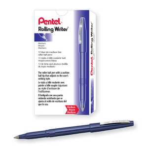Rolling Writer Roller Ball Pen Medium Line, Blue Ink, 12 Pack