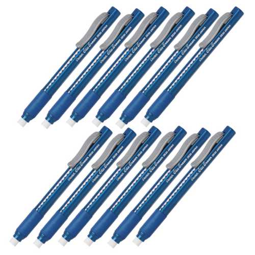 Clic Erasers&reg; Grip, Blue Barrel, Pack of 12
