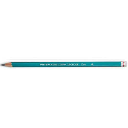 4B Graphite Drawing Pencils, 2 mm Core, Black Lead with Turquoise Barrel, 12 Count