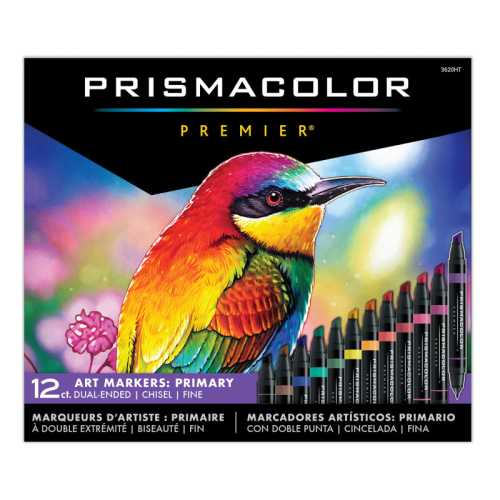 Premier&reg; Dual-Ended Art Markers, Chisel Tip & Fine Tip, Primary Colors, 12 Count