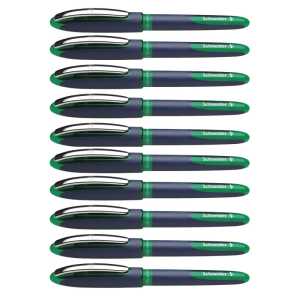 One Business Rollerball Pens, 0.6mm, Green, Pack of 10