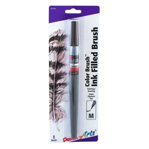 Color Brush with Pigment Ink, Medium Tip,Sepia, 1-Pack