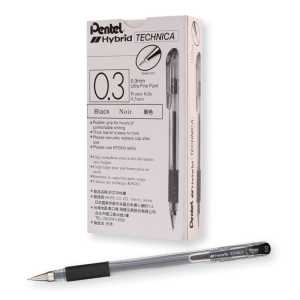 Hybrid Technica Gel Pens, Black, 0.3mm, 12 Pack