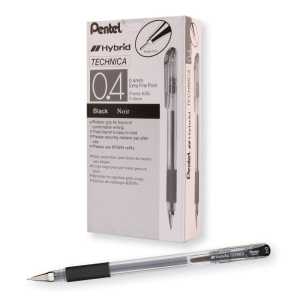 Hybrid Technica Gel Pens, Black, 0.4mm, 12 Pack