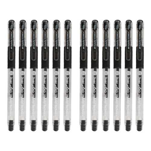 Hybrid Technica Gel Pens, Black, 0.8mm, 12 Pack