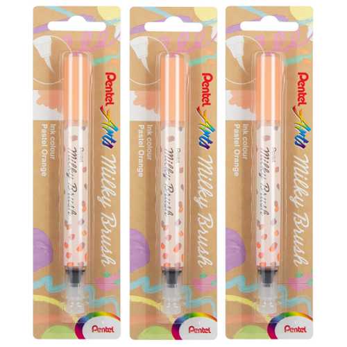Milky Brush Pen, Pale Orange Ink, Pack of 3