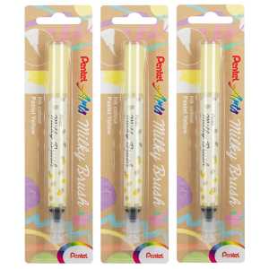 Milky Brush Pen, Pastel Yellow Ink, Pack of 3