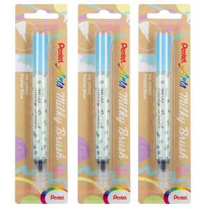 Milky Brush Pen, Pastel Blue Ink, Pack of 3