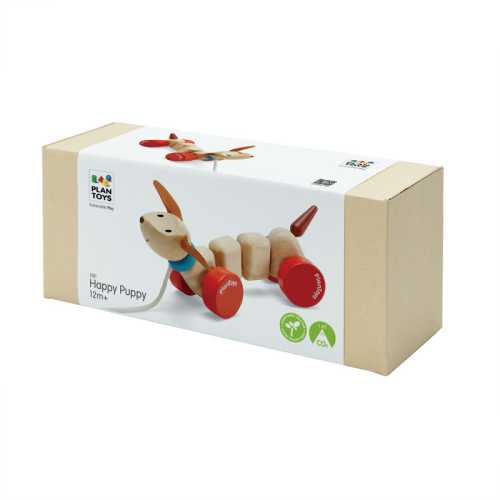 Happy Puppy Wooden Pull Toy