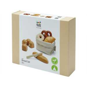 Wooden Bread Basket Pretend Food Set