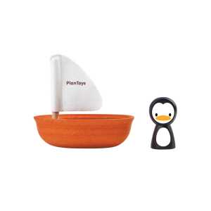 Penguin Sailing Boat Wooden Bath Toy