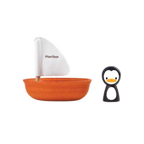 Penguin Sailing Boat Wooden Bath Toy