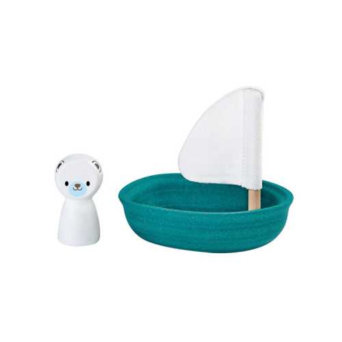 Polar Bear Sailing Boat Wooden Bath Toy