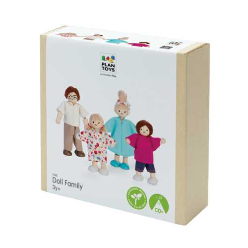 Wooden Doll Family - Light Skin Tone & Brown Hair