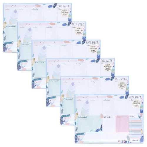 Carpe Diem Weekly Planner Pad Feathers 6 packs of 6
