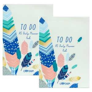 Daily Planner Pads, Feathers, 60 Sheets, 2 Pack