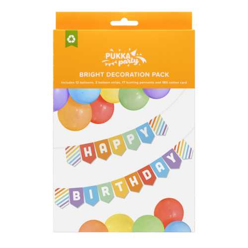 Bright Happy Birthday Decoration Pack, 32 Pieces