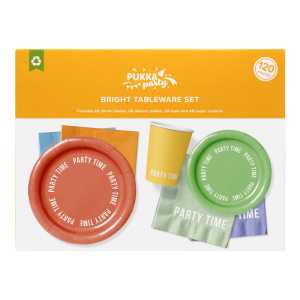 Bright Party Time Tableware Set, 116 Pieces