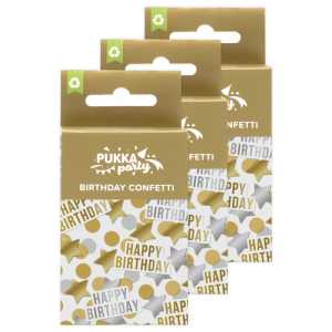 Metallic Gold & Silver Tissue & Card Birthday Confetti, 3 Packs
