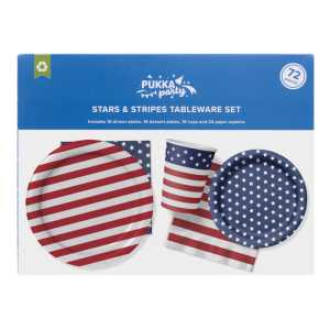 USA Flag Tableware Set, 72 Pieces