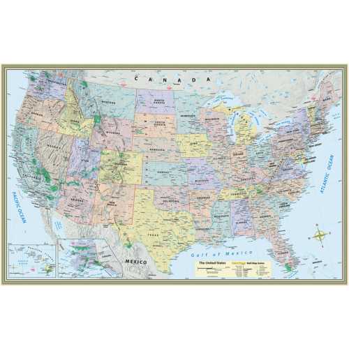 U.S. Map Laminated Poster, 50