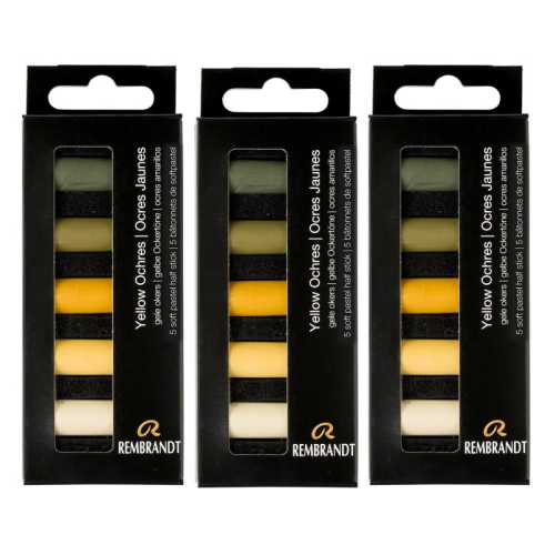 Soft Pastels Micro Sets, Yellow Ochres Per Set, 5 Half Sticks, 3 Sets